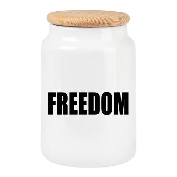 Liberté - Boîte à biscuits avec couvercle en bois - blanc - Devant