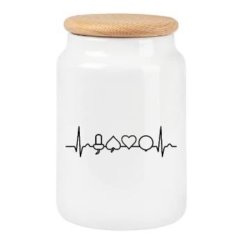 German Deck - Playing Cards ECG - Cookie Jar with Wooden Lid - white - Front