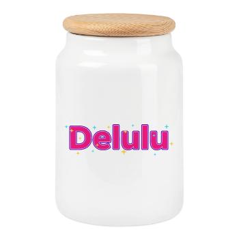 Ambiance Delulu - Boîte à biscuits avec couvercle en bois - blanc - Devant