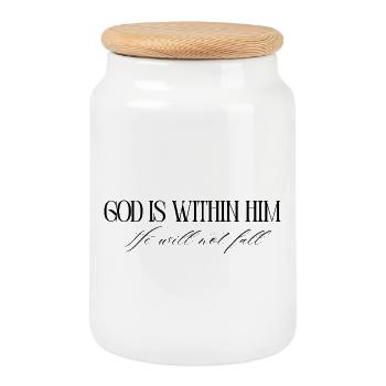 Dieu est en lui – Psaume 46:5 Versets bibliques - Boîte à biscuits avec couvercle en bois - blanc - Devant