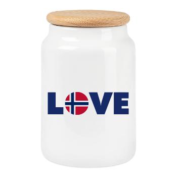 Norway - Love - Norge - Liebe - Norwegen - Cookie Jar with Wooden Lid - white - Front