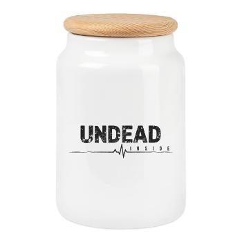 Undead Inside Zombie Saying - Cookie Jar with Wooden Lid - white - Front