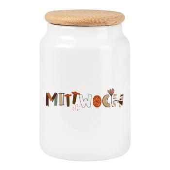 Mercredi en semaine - Boîte à biscuits avec couvercle en bois - blanc - Devant