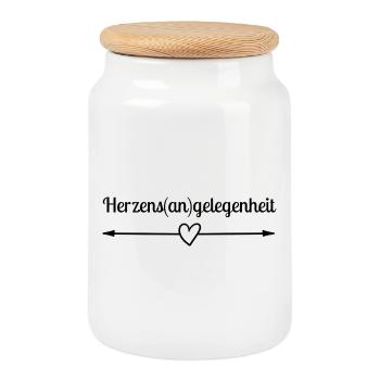 Opportunity of the heart - Cookie Jar with Wooden Lid - white - Front
