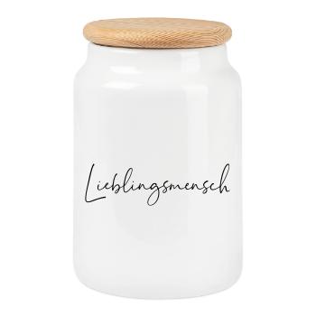 Personne préférée / Conception de l’écriture manuscrite - Boîte à biscuits avec couvercle en bois - blanc - Devant