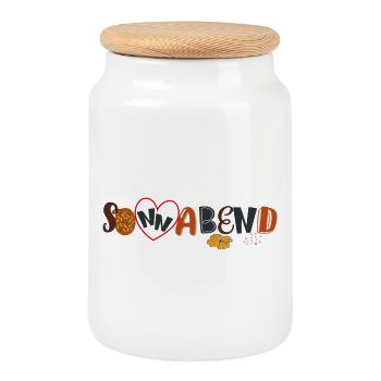 Samedi en semaine - Boîte à biscuits avec couvercle en bois - blanc - Devant