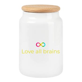 Love_all_brains - Cookie Jar with Wooden Lid - white - Front