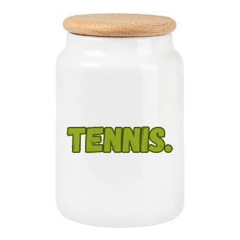 Tennis Tennispieler Grün Retro - Keksdose mit Holzdeckel - Weiß - Vorne
