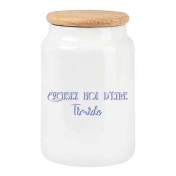 Pour les timides - Boîte à biscuits avec couvercle en bois - blanc - Devant