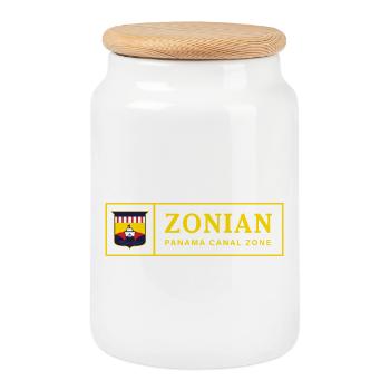 Zonian Panama Canal Zone Vintage Retro Design - Cookie Jar with Wooden Lid - white - Front