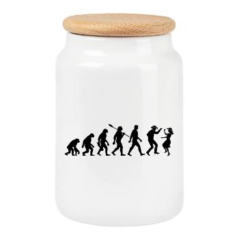 Vintage Evolution - Line Dance - Gift - Cookie Jar with Wooden Lid - white - Front