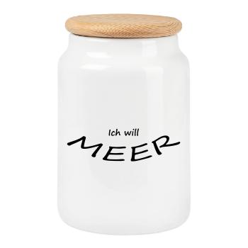 JE VEUX LA MER - Boîte à biscuits avec couvercle en bois - blanc - Devant