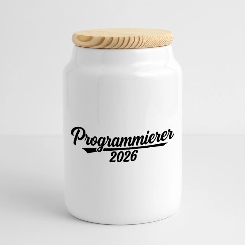 Programmer 2026 – Coding Design Cookie Jar with Wooden Lid
