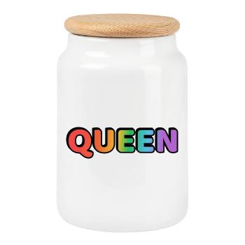 QUEEN RAINBOW  - Cookie Jar with Wooden Lid - white - Front