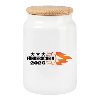Permis de conduire dépassé en 2026 - Permis de conduire - Boîte à biscuits avec couvercle en bois - blanc - Devant