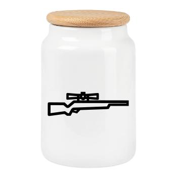sniper - Cookie Jar with Wooden Lid - white - Front