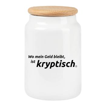 crypto - Boîte à biscuits avec couvercle en bois - blanc - Devant