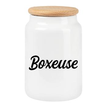 Boxeuse - Boîte à biscuits avec couvercle en bois - blanc - Devant