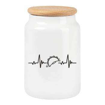 Tamburin, Rhythmus, Schlaginstrument, Musik, Herz, - Keksdose mit Holzdeckel - Weiß - Vorne