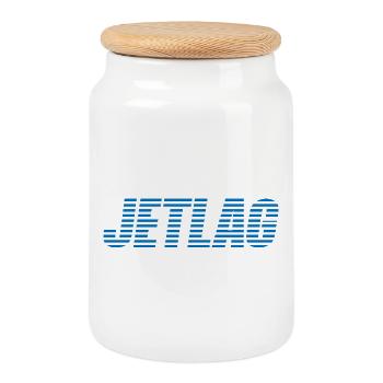 Jet Lag America Asia - Cookie Jar with Wooden Lid - white - Front