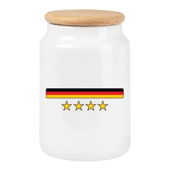 Deutsche Flagge – Deutschland - Keksdose mit Holzdeckel - Weiß - Vorne