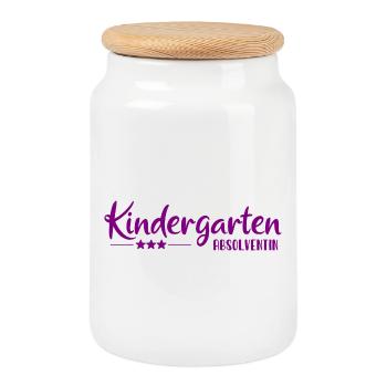 Kindergarten Absolventin - Einschulung - Kita - Keksdose mit Holzdeckel - Weiß - Vorne