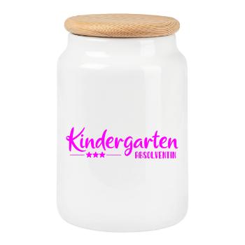Kindergarten Absolventin - Einschulung - Kita - Keksdose mit Holzdeckel - Weiß - Vorne