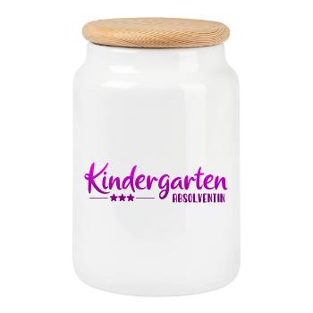 Kindergarten Absolventin - Einschulung - Kita - Keksdose mit Holzdeckel - Weiß - Vorne