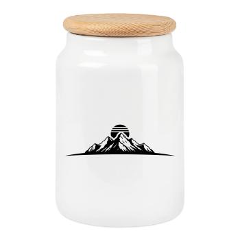 Silhouette du sommet des montagnes - Boîte à biscuits avec couvercle en bois - blanc - Devant