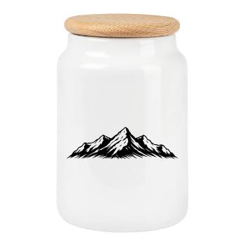 Montagnes Symbole des Alpes - Boîte à biscuits avec couvercle en bois - blanc - Devant
