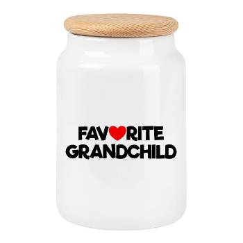 Petit-enfant préféré de Drôle de Cœur Rouge - Boîte à biscuits avec couvercle en bois - blanc - Devant