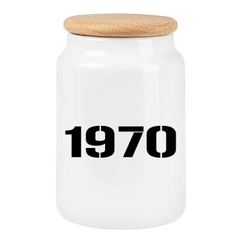 Millésime 1970 - Boîte à biscuits avec couvercle en bois - blanc - Devant