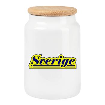 Suède Drapeau Sverige - Boîte à biscuits avec couvercle en bois - blanc - Devant
