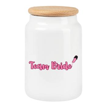 Team Bride JGA - Cookie Jar with Wooden Lid - white - Front