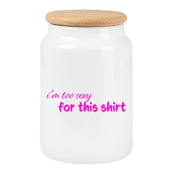 too_sexy - Boîte à biscuits avec couvercle en bois - blanc - Devant