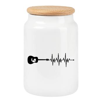 Gitarren-Herzschlag Rhythmus - Keksdose mit Holzdeckel - Weiß - Vorne