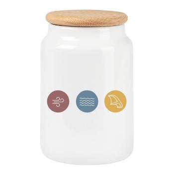 Icônes Colorées Wingfoil - Boîte à biscuits avec couvercle en bois - blanc - Devant