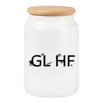 Good luck have fun - Cookie Jar with Wooden Lid - white - Front