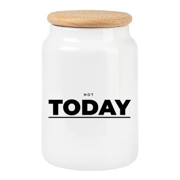 Not Today – Minimalist Attitude - Cookie Jar with Wooden Lid - white - Front