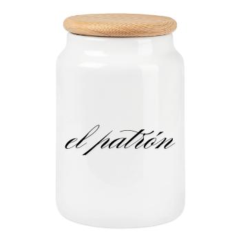 El Patrón – Imprimé de style BigBoss latino - Boîte à biscuits avec couvercle en bois - blanc - Devant