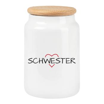 Anniversaire cadeau du Frère Cœur - Boîte à biscuits avec couvercle en bois - blanc - Devant