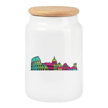 Colossée de la Skyline de Rome City Art moderne en ligne - Boîte à biscuits avec couvercle en bois - blanc - Devant
