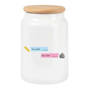 Rock & Rule - Cookie Jar with Wooden Lid - white - Front