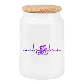 Conception de vélo de route compact pour vélo de route - Boîte à biscuits avec couvercle en bois - blanc - Devant