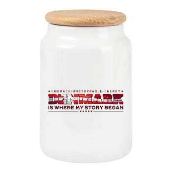 Denmark Where My Story Began - Cookie Jar with Wooden Lid - white - Front