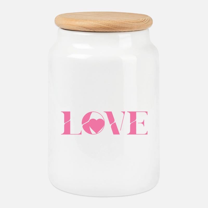 Liebe im Rosarot LOVE Design - Keksdose mit Holzdeckel - Weiß