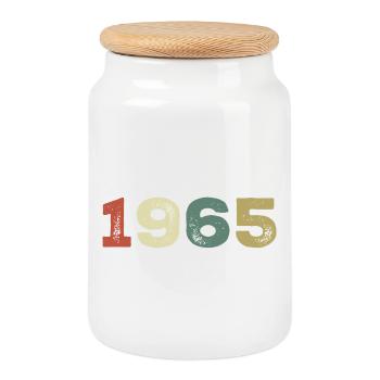 1965 Né en 1965 - Boîte à biscuits avec couvercle en bois - blanc - Devant