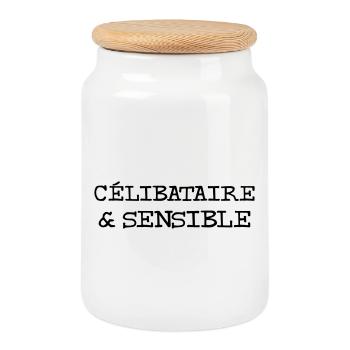 Célibataire & Sensible - Boîte à biscuits avec couvercle en bois - blanc - Devant