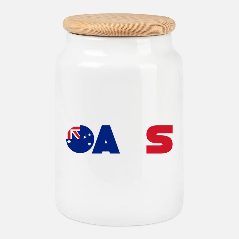 Australien - Keksdose mit Holzdeckel - Weiß