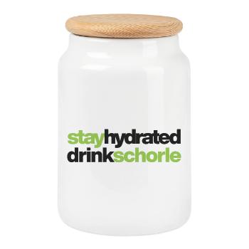 stay hydrated - drink schorle - Keksdose mit Holzdeckel - Weiß - Vorne